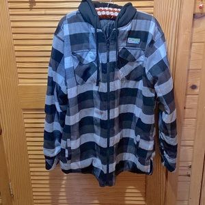 Quilted Flannel Hoodie.  Men’s 2X, black/white plaid.